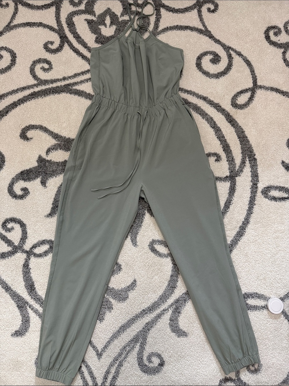 Abercrombie & Fitch Olive Green Halter Drawstring Jumpsuit